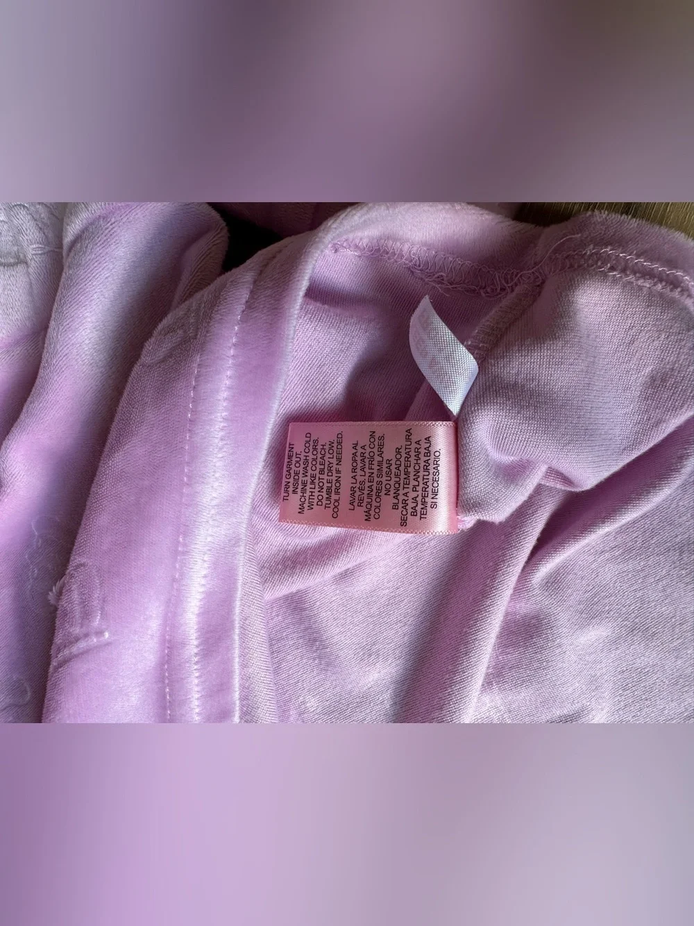 Juicy Couture Velour Tracksuit Set Lilac Pink Embossed Logo Crop Hoodie Pants M